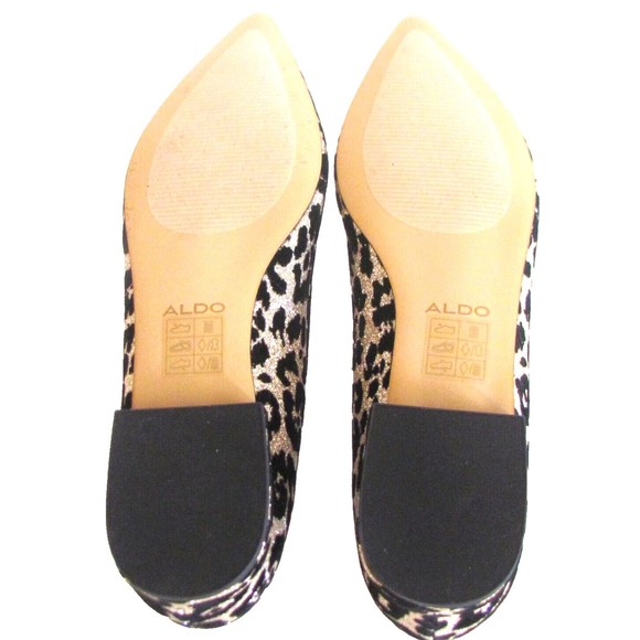 Designer Aldo Shimmer Animal Print Black /Silver Pointed Toe Flats Size  8.5 M - Picture 11 of 16